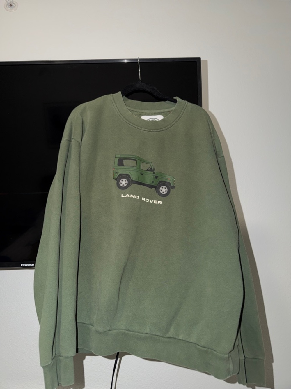 PacSun Olive Crewneck Sweatshirt with Off-Road Graphic